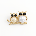 Elegant Owl Pearl Brooch