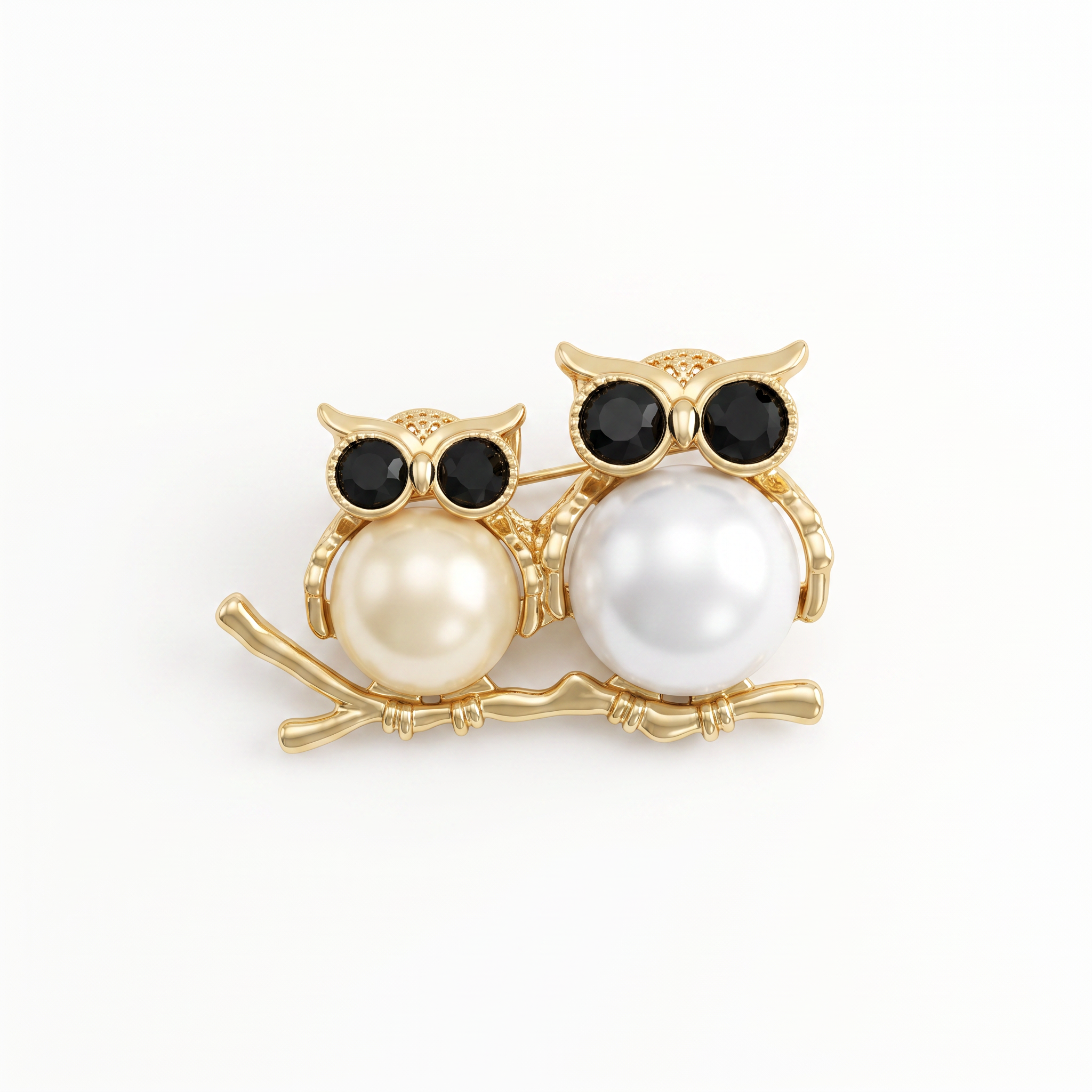 Elegant Owl Pearl Brooch