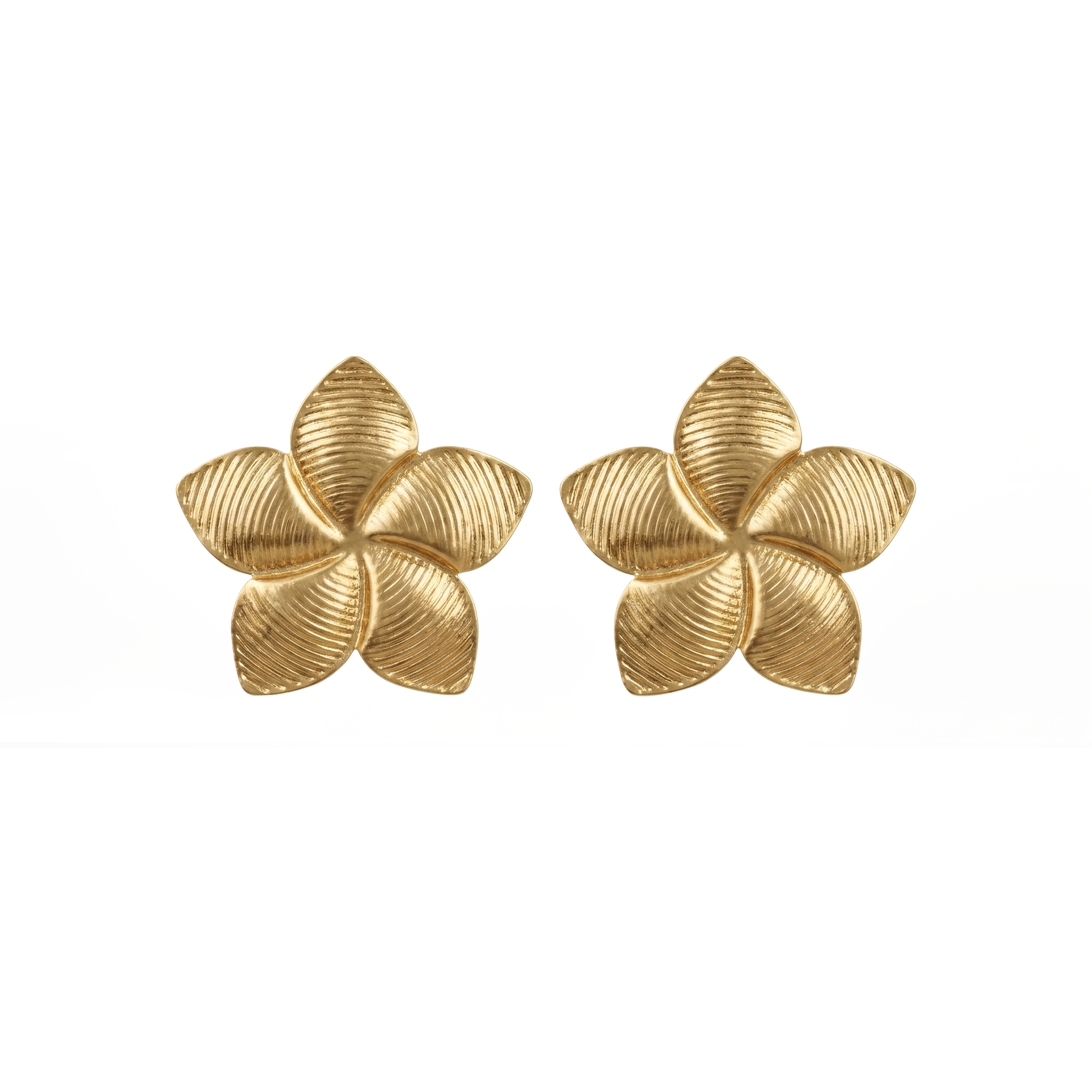 Textured Gold Flower Stud Earrings