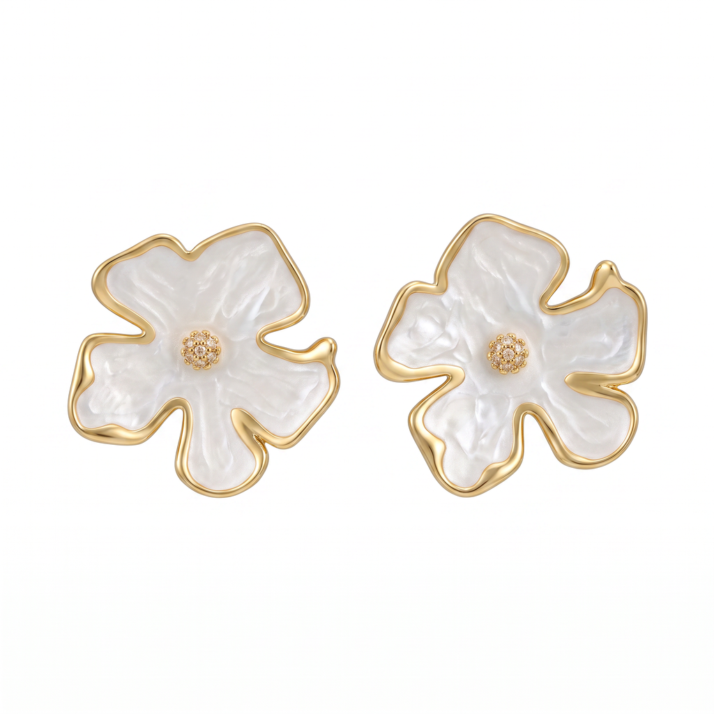 Pearlescent Floral Stud Earrings