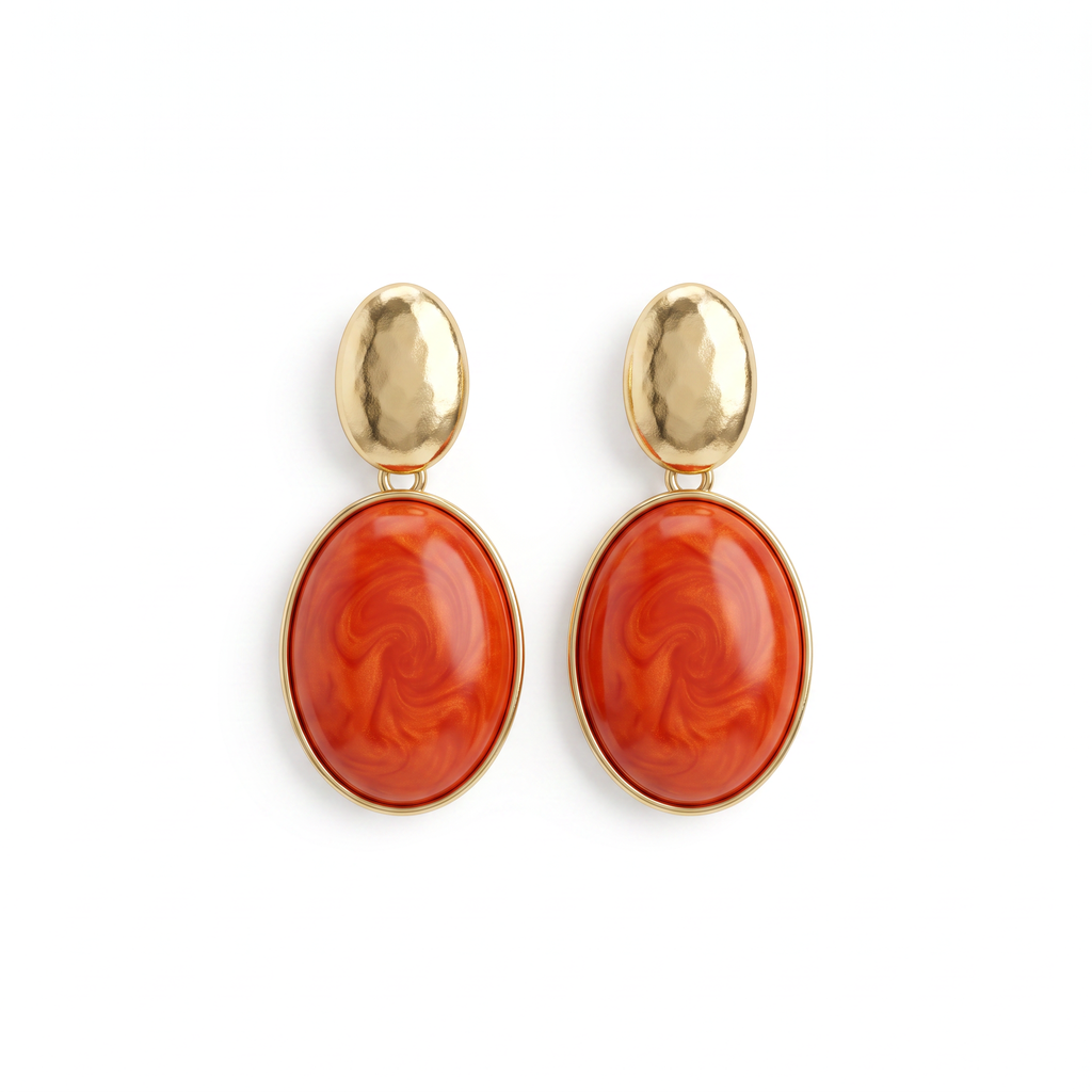 Elegant Gold & Coral Drop Earrings