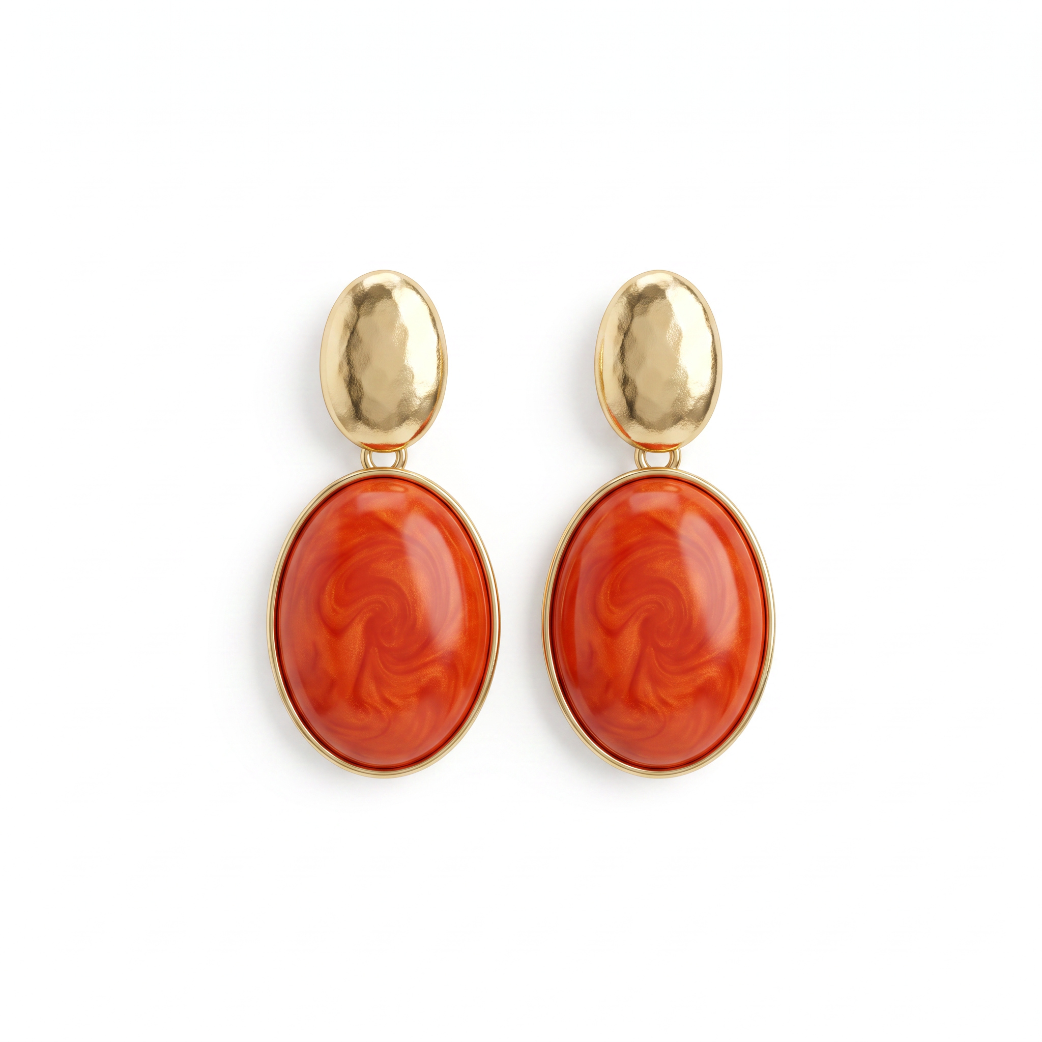 Elegant Gold & Coral Drop Earrings