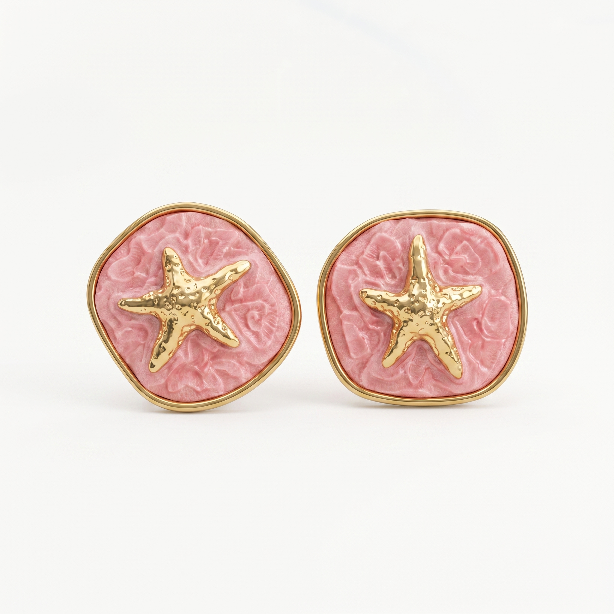Pink Gold Starfish Stud Earrings
