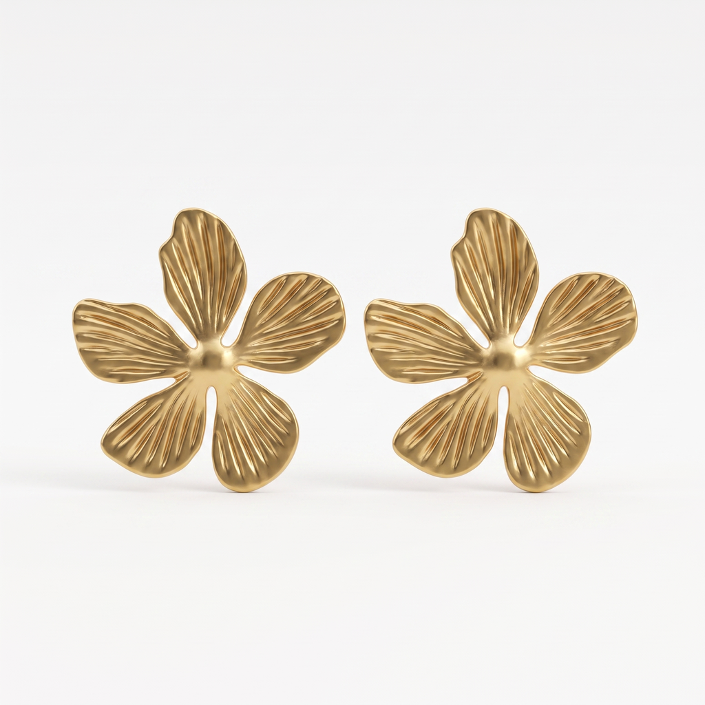 Gold Floral Stud Earrings