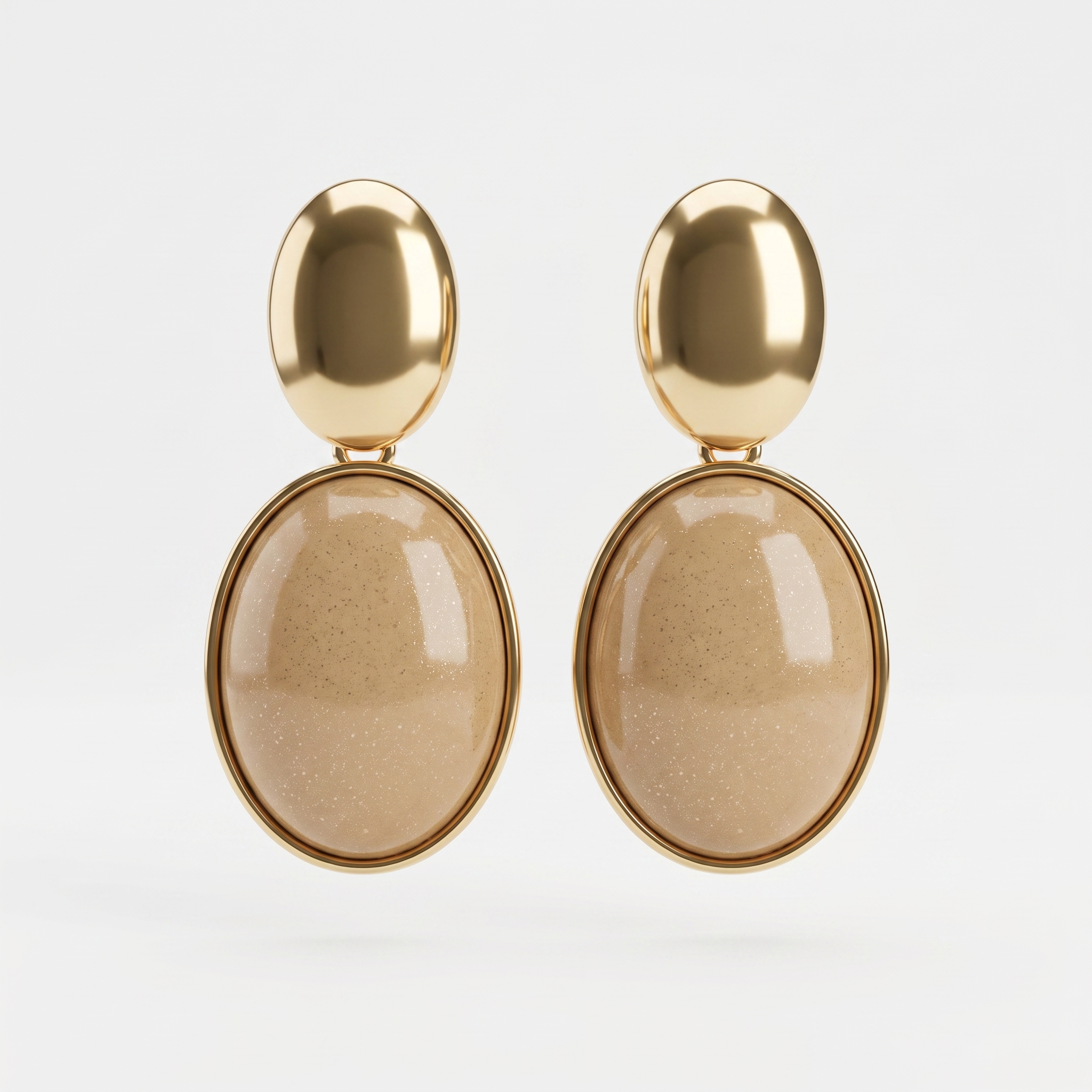 Elegant Gold & Beige Drop Earrings