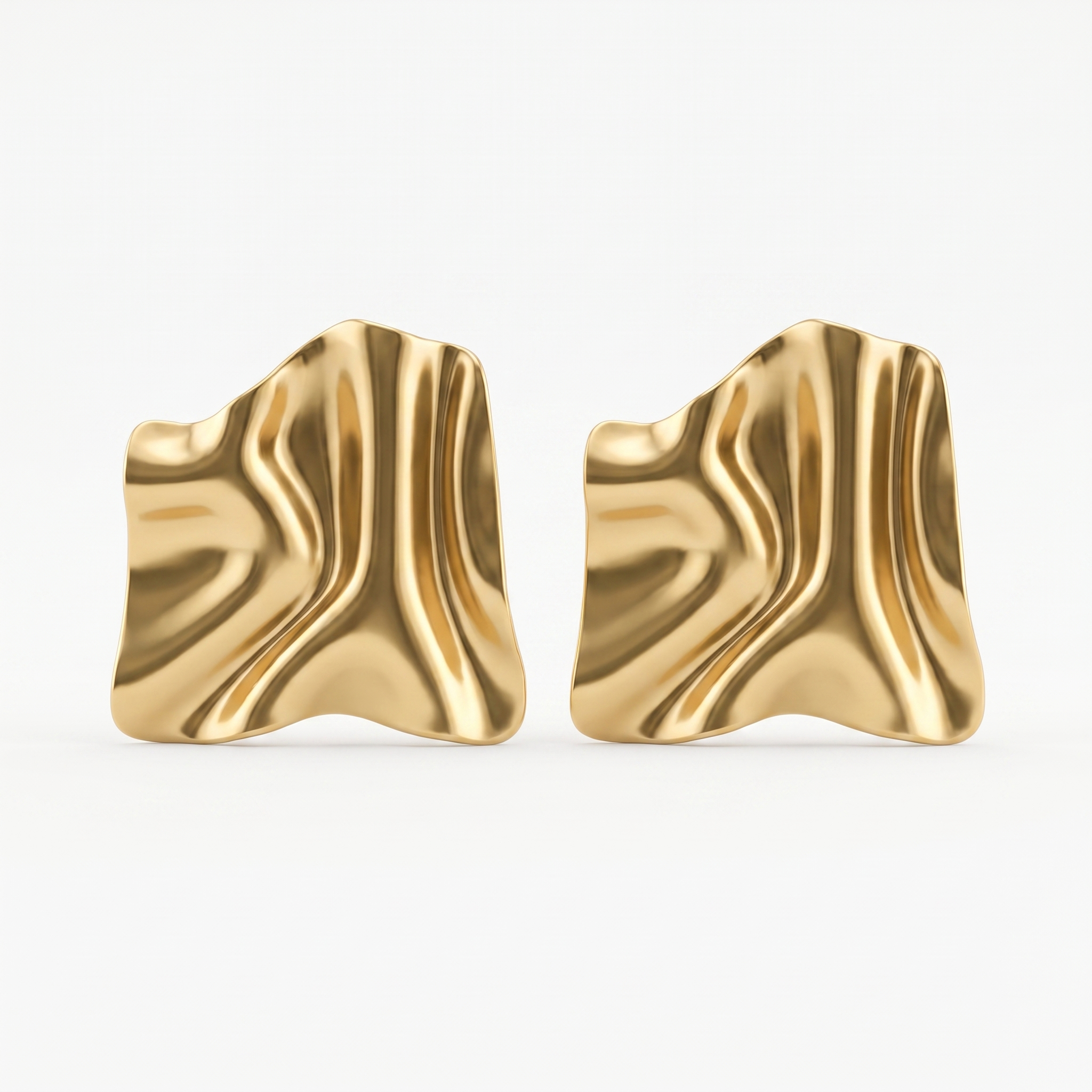 Abstract Gold Statement Stud Earrings