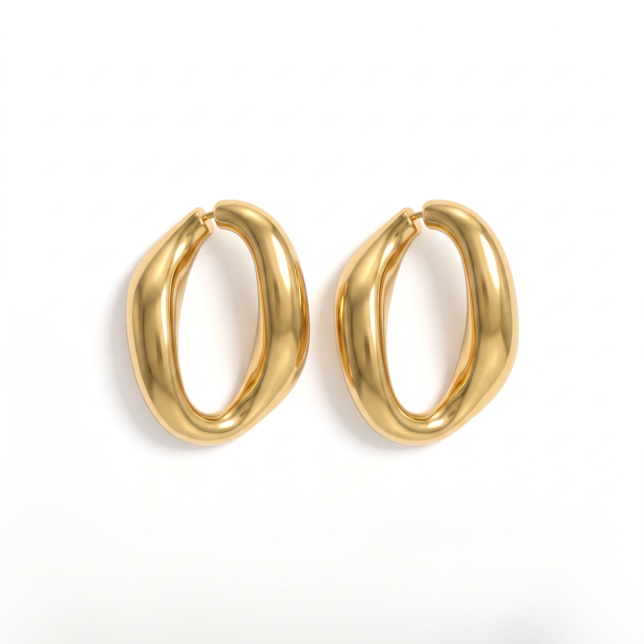 Minimalist Gold Oval Hoop Earrings