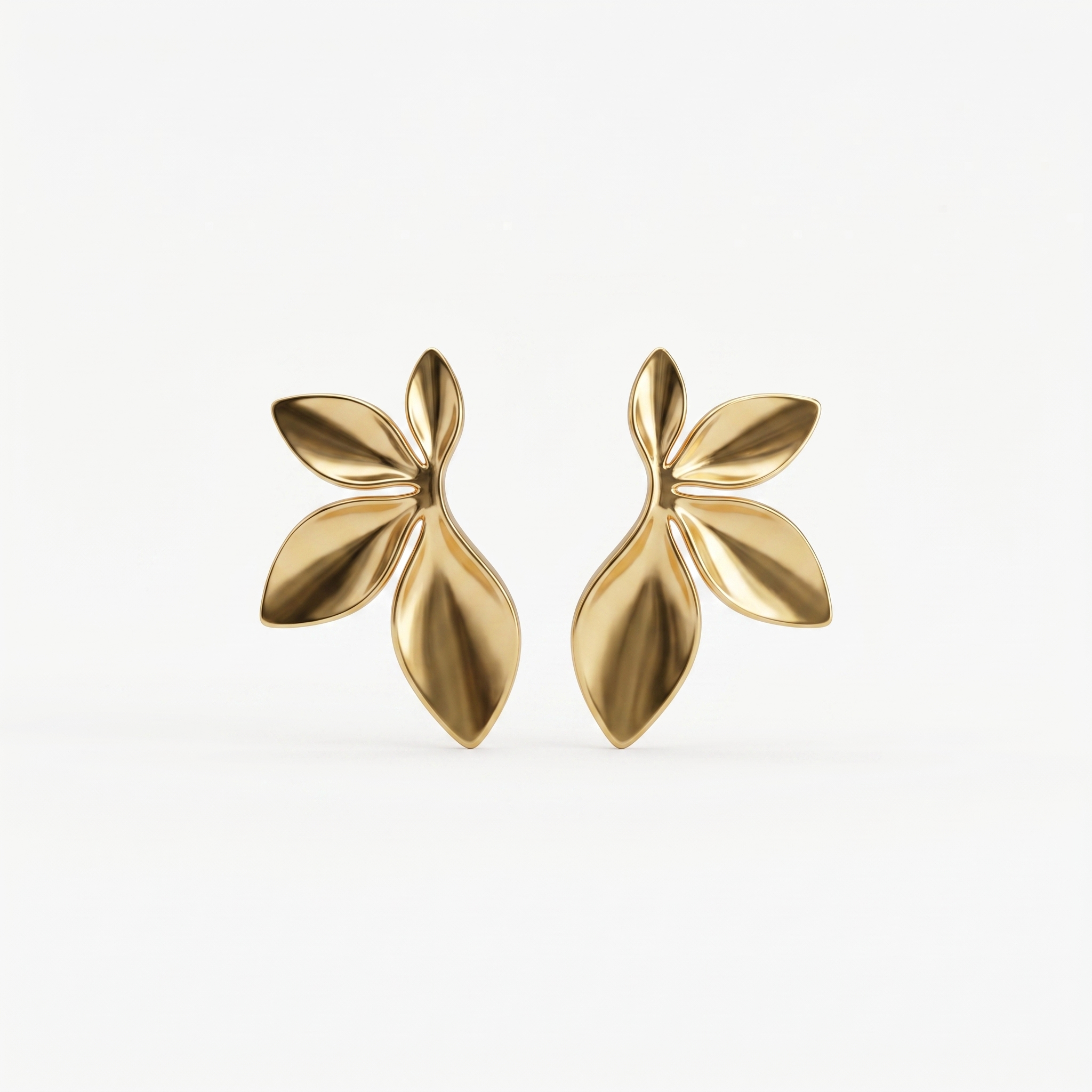 Gold Leaf Cluster Stud Earrings