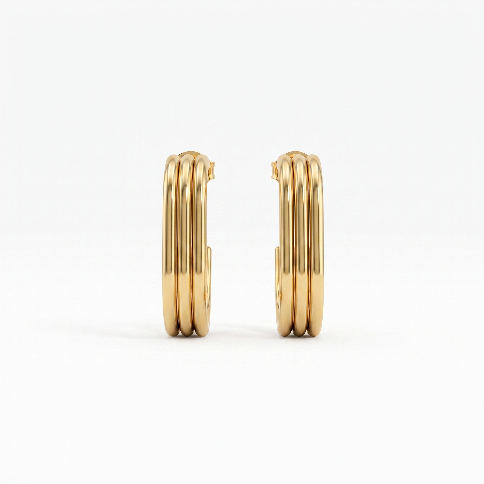 Triple Band Gold Hoop Earrings