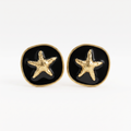 Black & Gold Starfish Stud Earrings